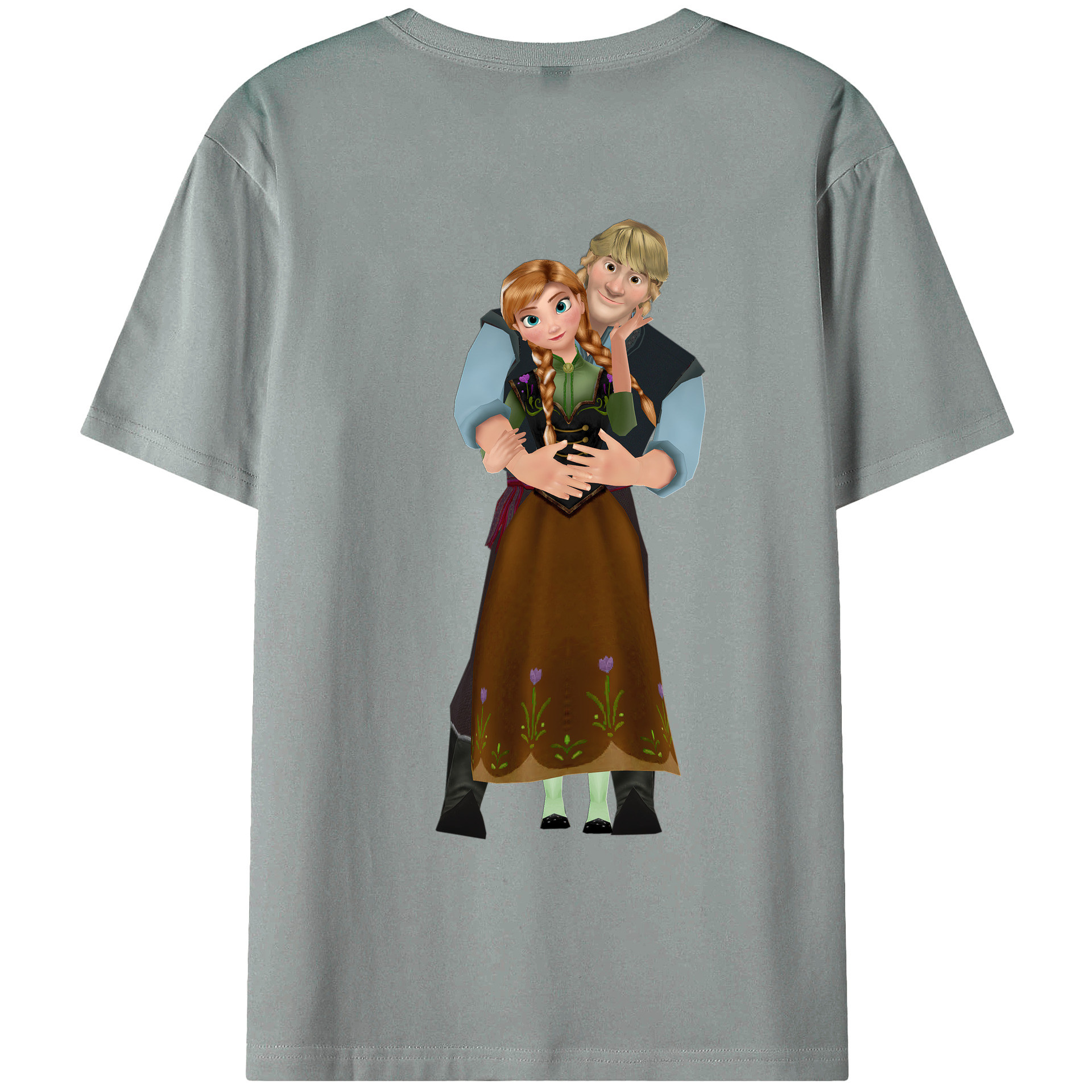 （画像用） アナと雪の女王 アンナ エルサ Frozen Anna Elsa 綿100％ メンズ半袖Tシャツ（バックプリント） 通気性